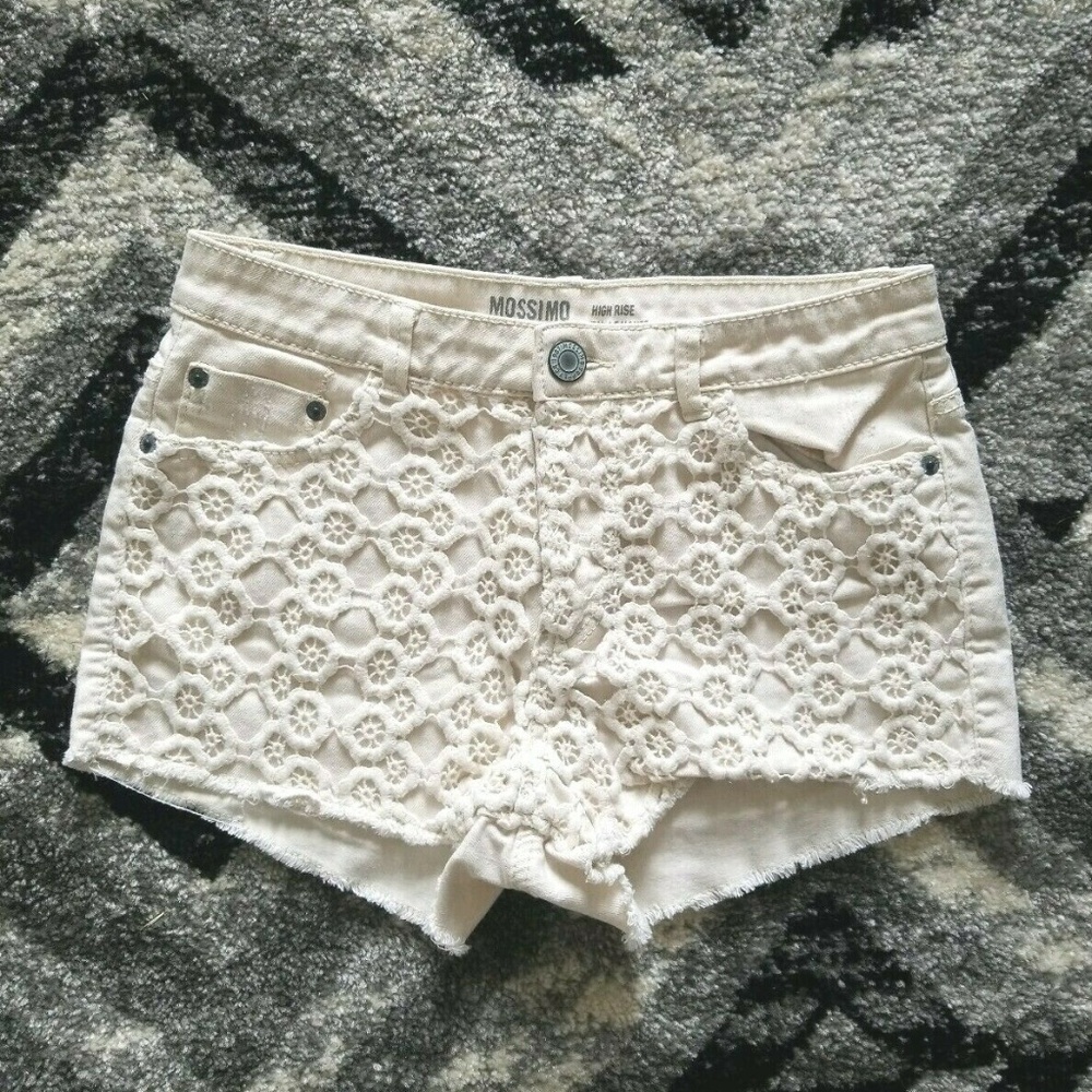 Mossimo High Rise Sz 7 White Eyelet Cutoff Shorts